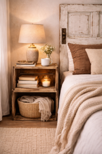 Alte Kisten als Nachttisch