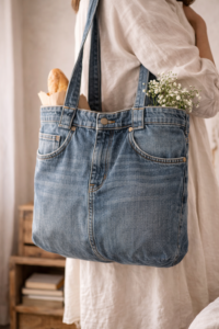 alte Jeanshose als Tasche